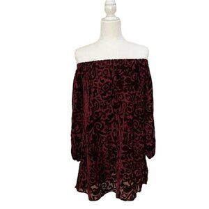 ECOTE Velvet Burnout Off Shoulder Minidress - size XS